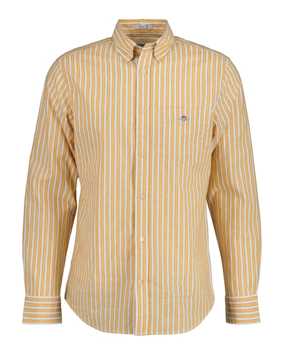 GANT Reg Cotton Linen Stripe Shirt - Medal Yellow