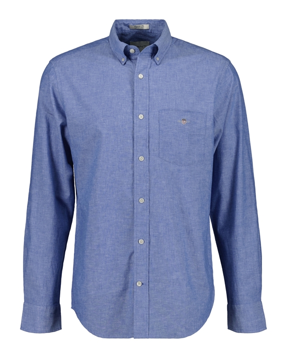 GANT Reg Cotton Linen Shirt - Rich Blue