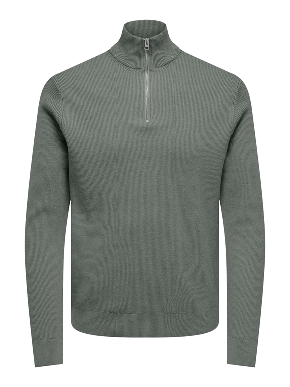 ONLY & SONS Phil REG 12 Struc Half zip knit - Castor Gray
