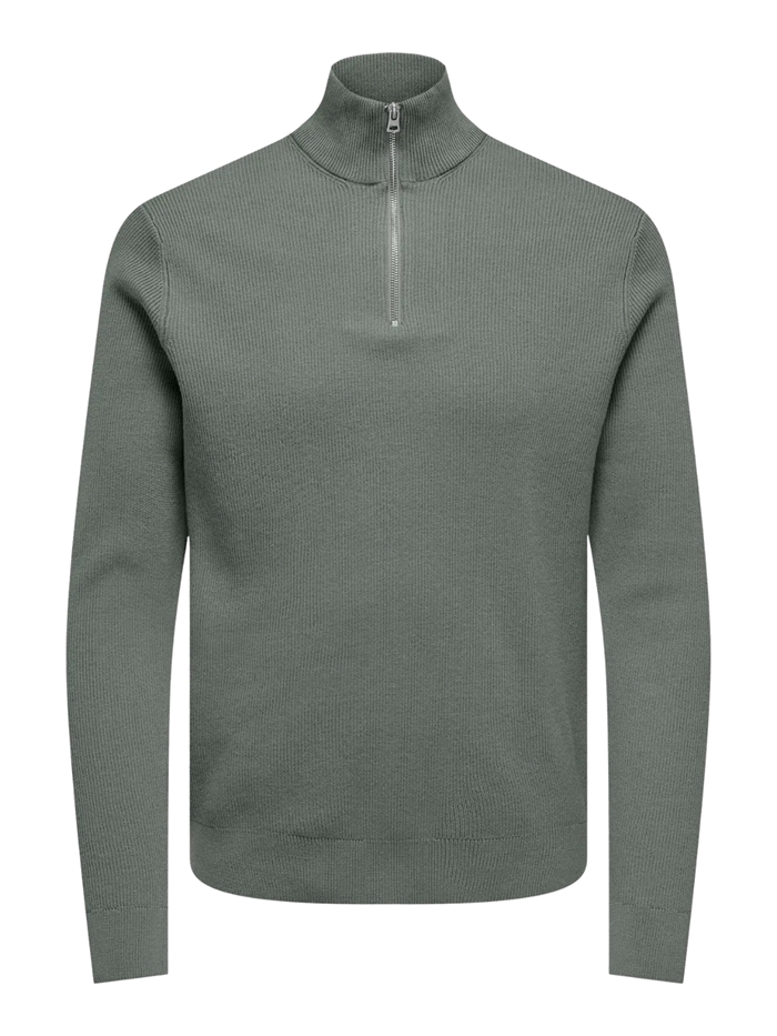 ONLY & SONS Phil REG 12 Struc Half zip knit - Castor Gray