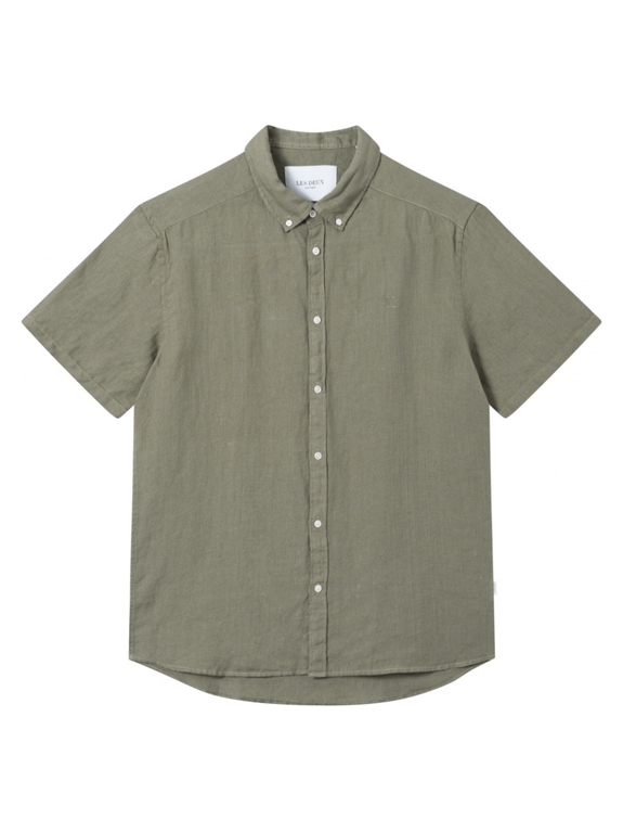Les Deux Chris Linen SS Shirt - Lichen Green