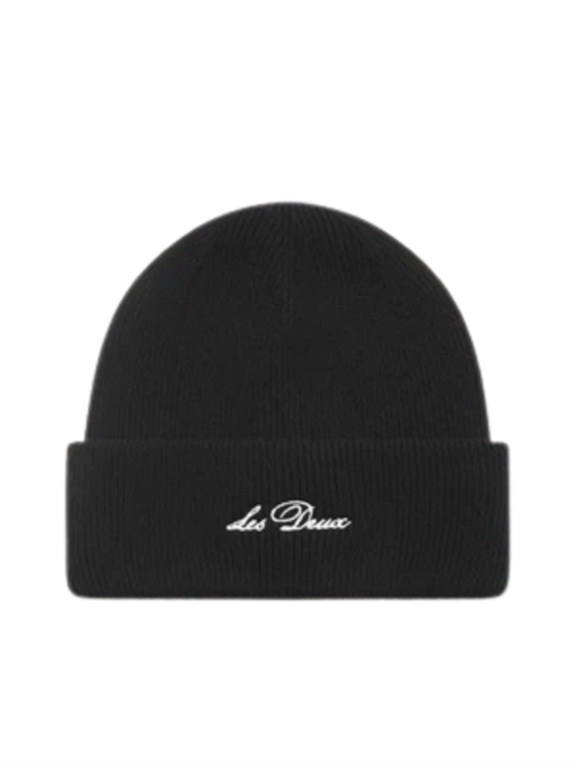 Les Deux Wayne Embroidered Beanie - Black