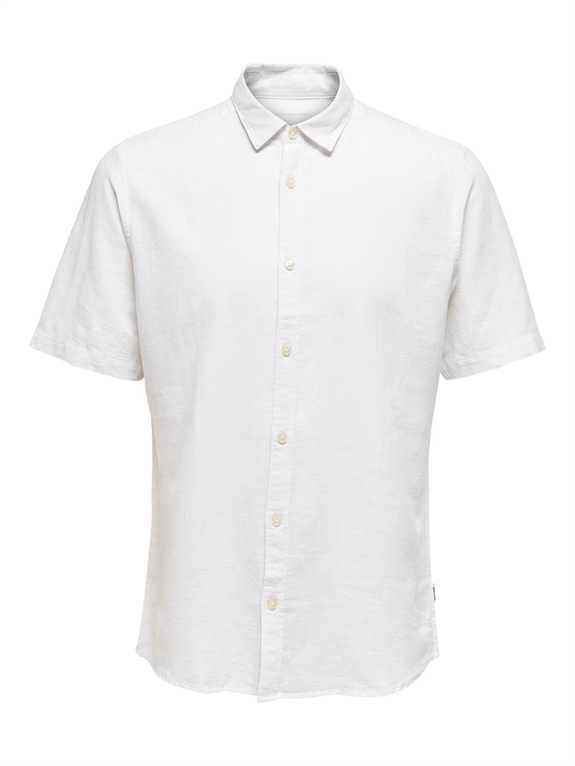 ONLY & SONS Caiden Life SS Solid Linen Shirt - White