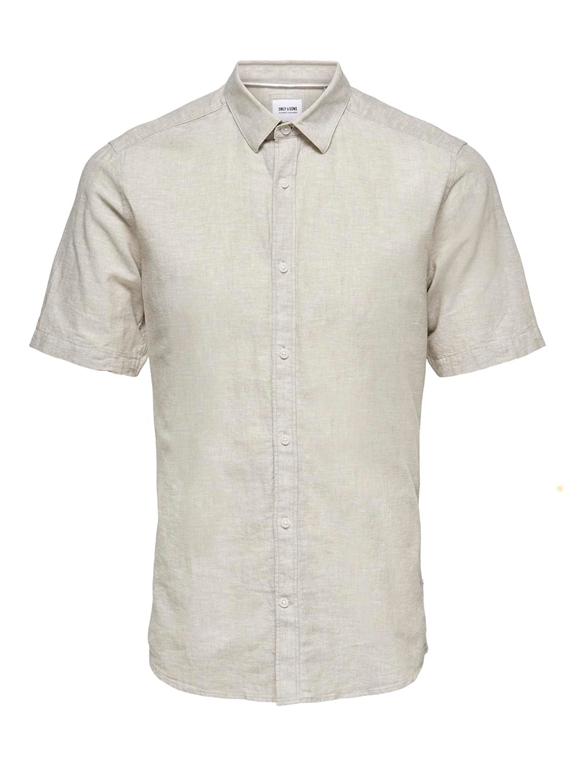 ONLY & SONS Caiden SS Solid Linen Shirt - Chinchilla