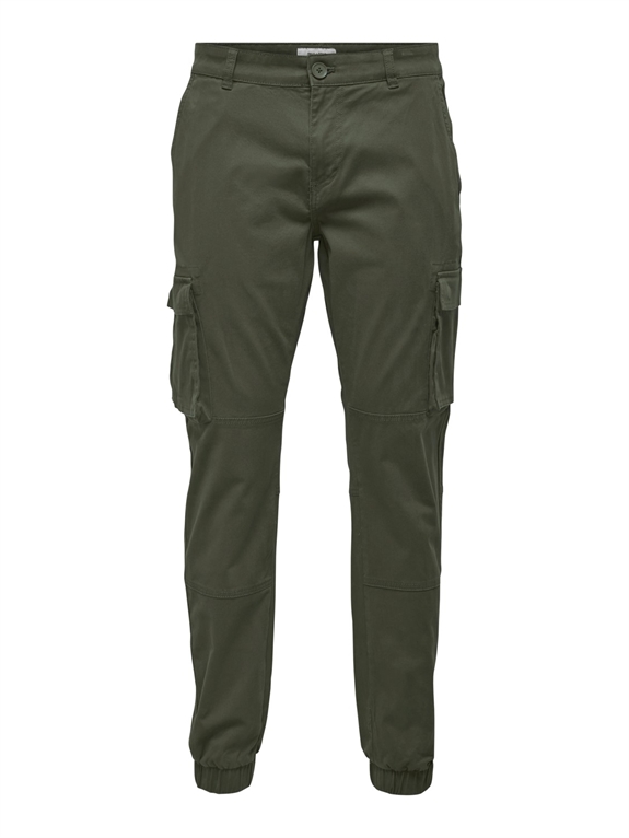ONLY & SONS Cam Stage Cargo Cuff Pants - Olive Night