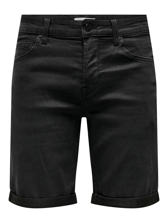 Only & Sons Ply Reg Black Jog Denim Shorts - Black Denim