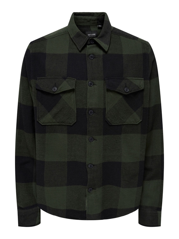 Only & Sons Milo LS Check Overshirt - Forest Night