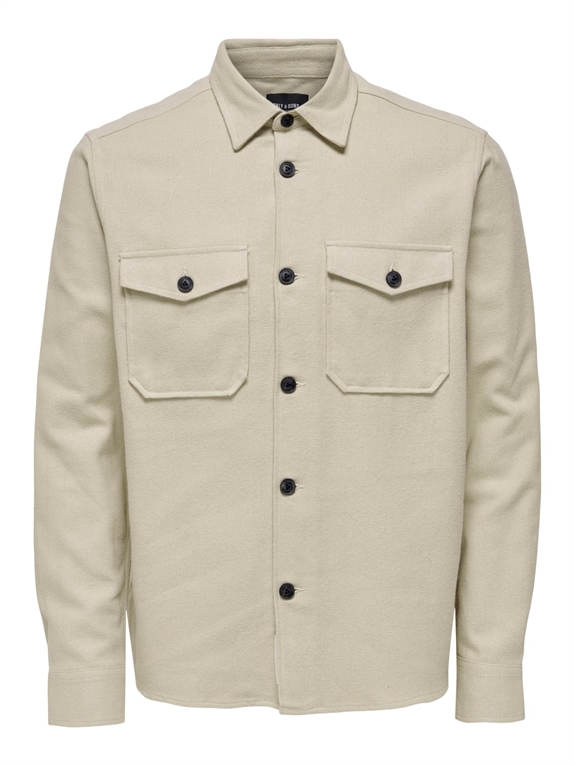 Only & Sons Milo LS Solid Overshirt - Pelican