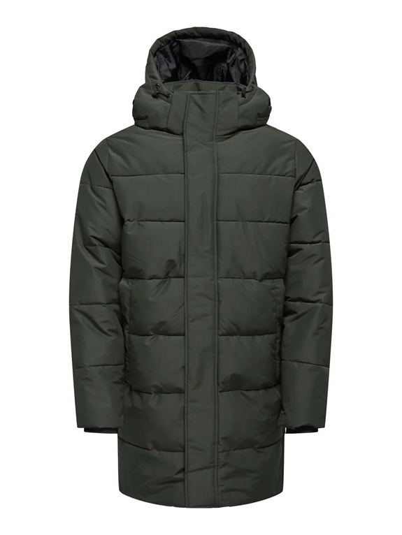 Only & Sons Carl Life Long Quilted Coat - Peat