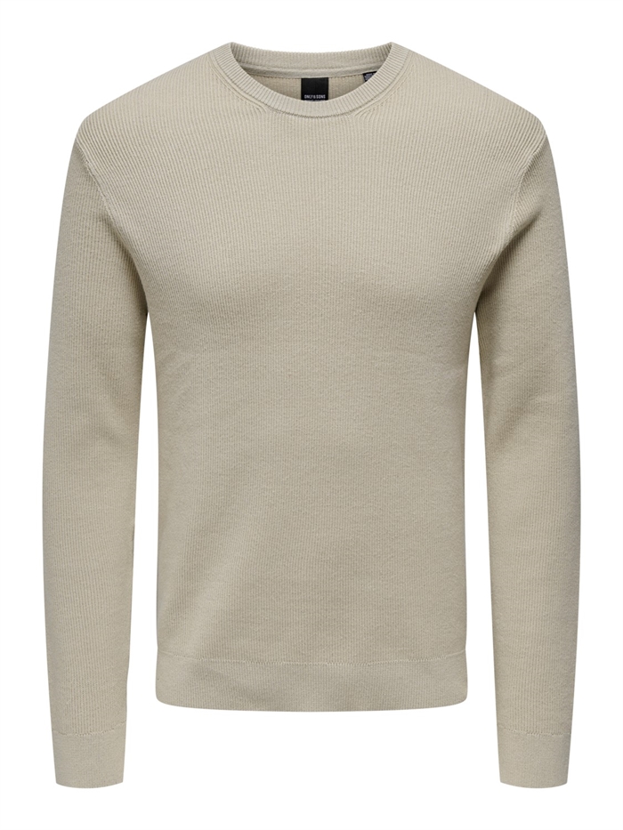 Only & Sons Phil Reg 12 Struc Crew Knit - Silver Lining