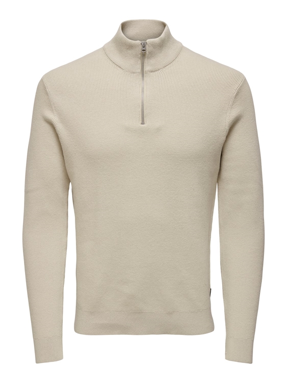 Only & Sons Phil Reg 12 Struc Half Zip Knit - Silver Lining