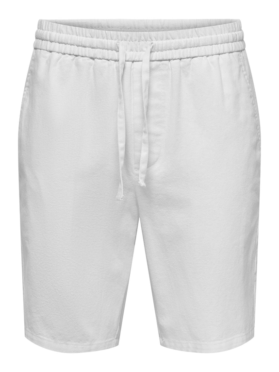 ONLY & SONS Linus Cotton Linen Shorts - Bright White