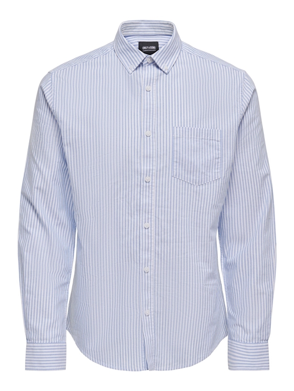 Only & Sons Alvaro LS Oxford Stripe Shirt - Cashmere Blue/White