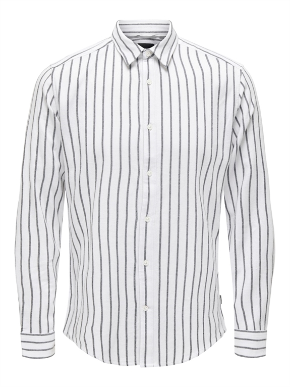 Only & Sons Ben Life Slim Flannel Stripe LS Shirt - Cloud Dancer