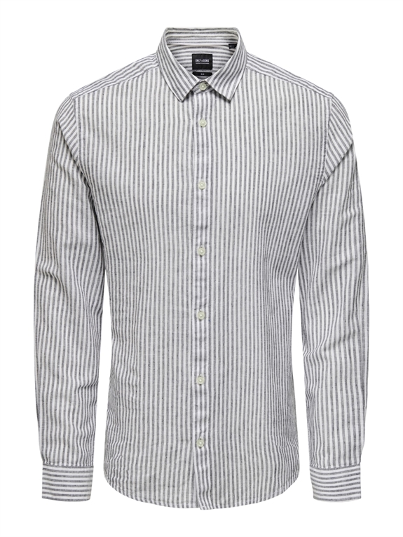 Only & Sons Caiden LS Stripe Linen Shirt - Dark Navy