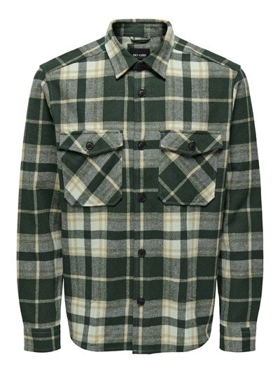 Only & Sons Milo Life Ovr Check LS Shirt - Lush Meadow