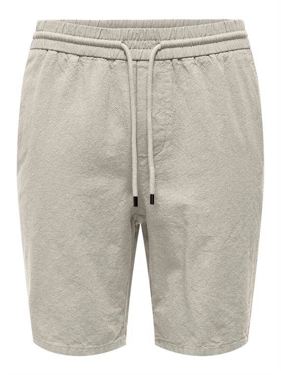 ONLY & SONS Linus Cotton Linen Shorts - Silver Lining