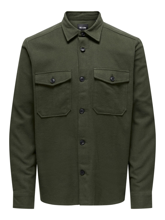 Only & Sons Milo LS Solid Overshirt - Forest Night