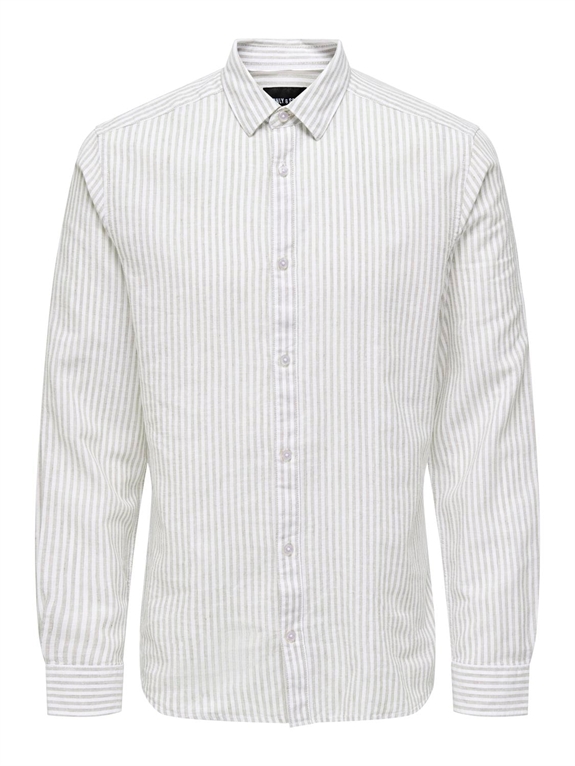 Only & Sons Caiden LS Stripe Linen Shirt - Chinchilla