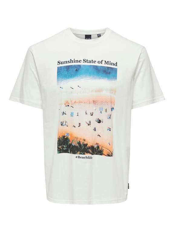 ONLY & SONS Kolton Reg Beach Photoprint SS T-shirt - Cloud Dancer