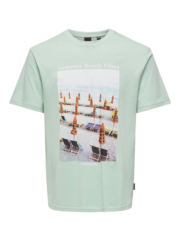 ONLY & SONS Kolton Reg Beach Photoprint SS T-shirt - Surf Spray