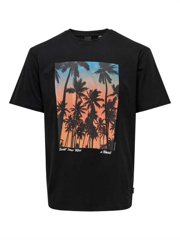 ONLY & SONS Kolton Reg Beach Photoprint SS T-shirt - Black