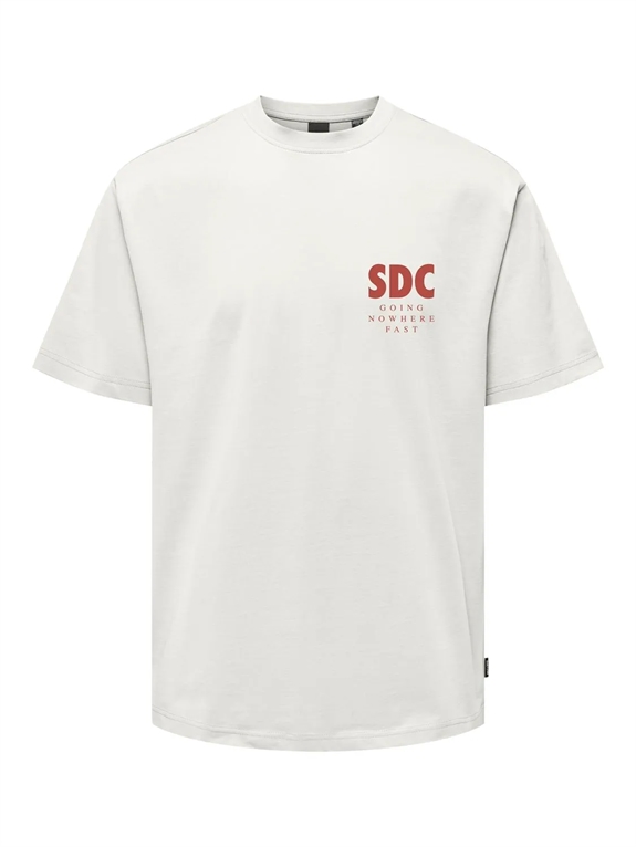 ONLY & SONS Bowen RLX SS T-shirt - Cloud Dancer/Sunday Drivers Club