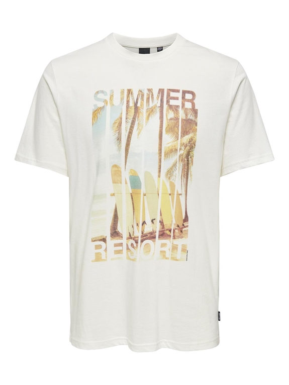 ONLY & SONS Magdy Life Reg Photoprint SS T-shirt - Cloud Dancer/Summer