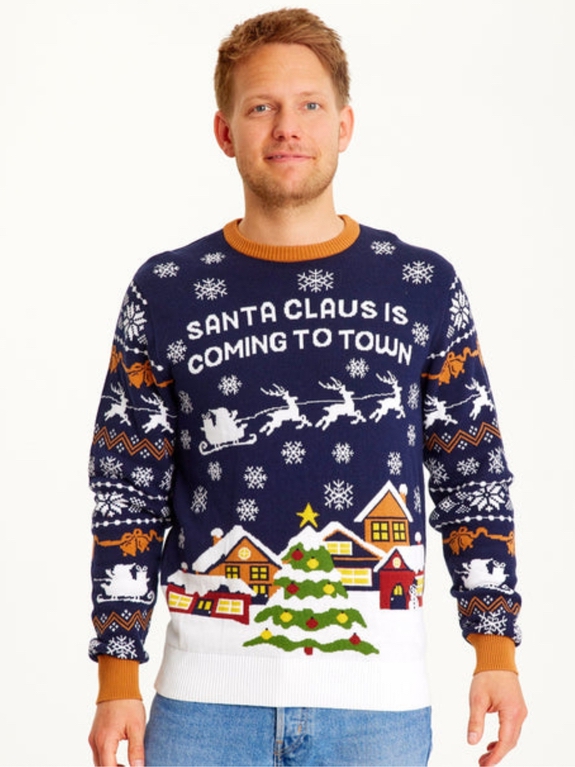Julesweaters Santa Claus Is Coming To Town - Navy