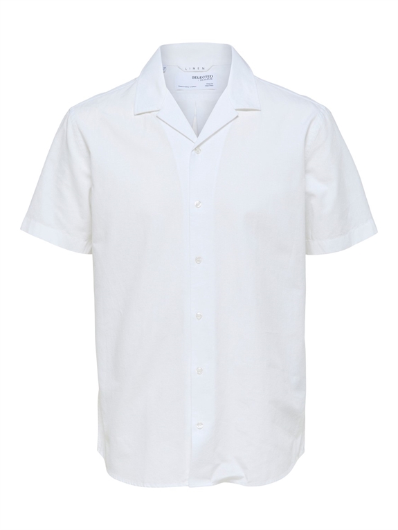 Selected Reg New Linen Shirt SS Cuba - White