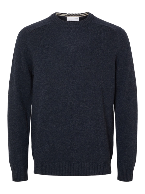 Selected New Coban lams wool knit - Dark Sapphire/Kelp