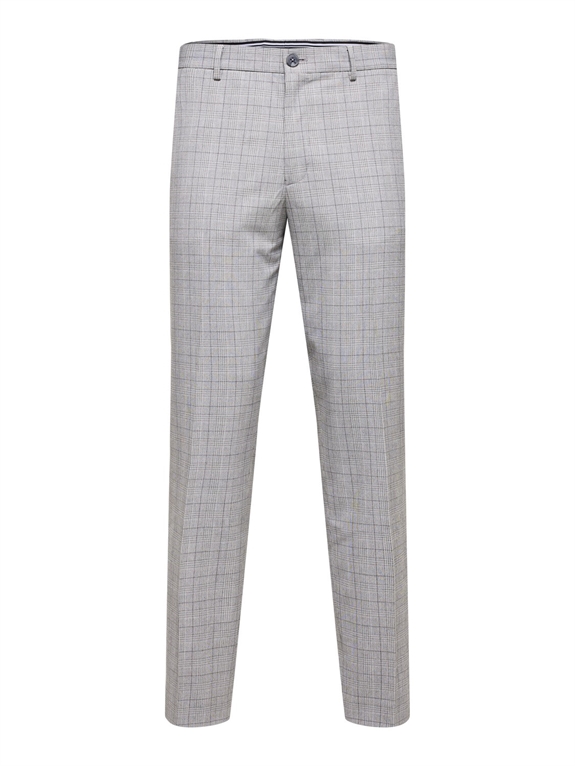 Selected Slim Liam Lt Grey Check Trouser - Light Grey Melange/Grey