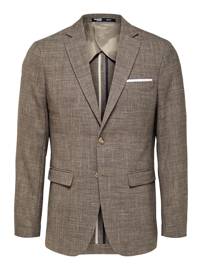 Selected Slim Oasis Linen Blazer - Dark Sand Melange