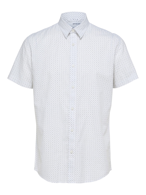 Selected Reg New Linen Shirt SS - White/AOP