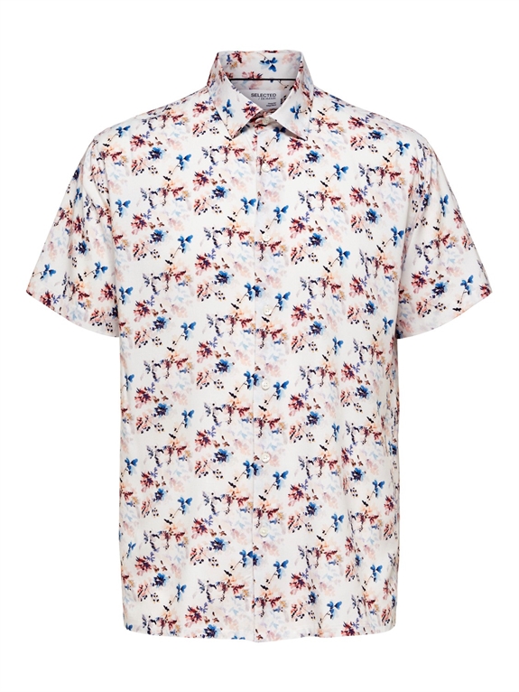 Selected Reg Alfred Shirt SS - Bright White/AOP