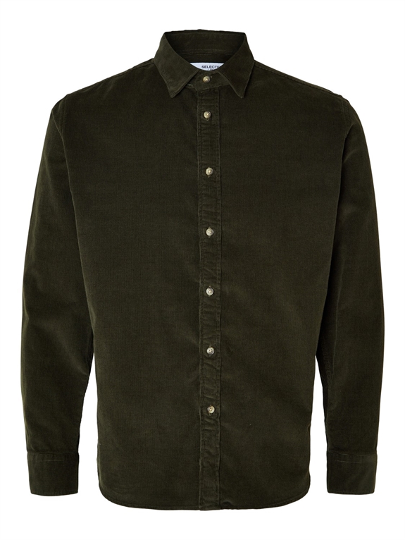 Selected Reg Owen Cord Shirt LS - Forest Night