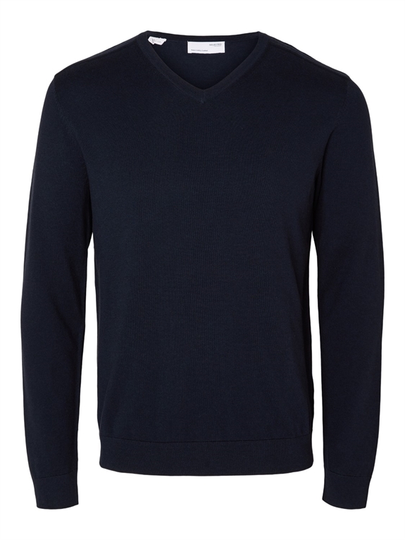 Selected Berg Knit V-Neck - Navy Blazer/Melange