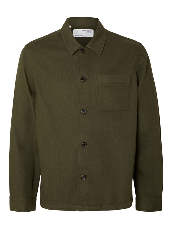 Selected Mark Twill Overshirt - Forest Night