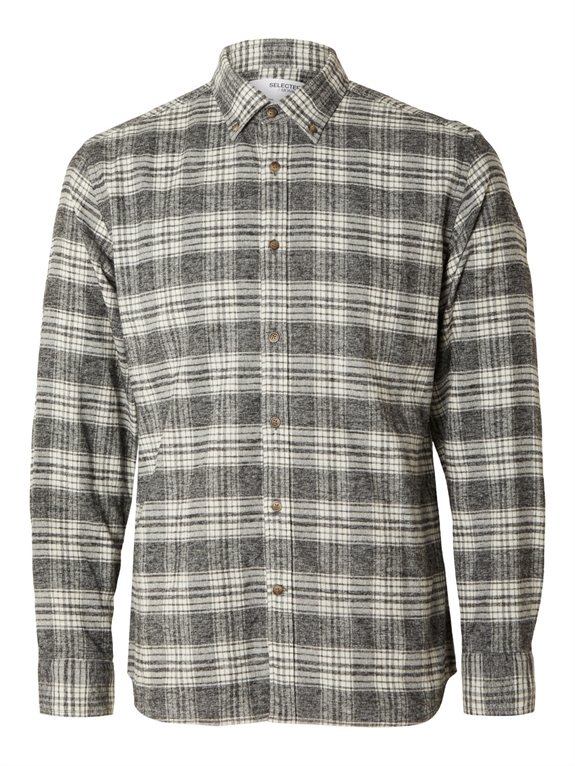 Selected Reg Robin Flannel Check Shirt - Grey/Checks