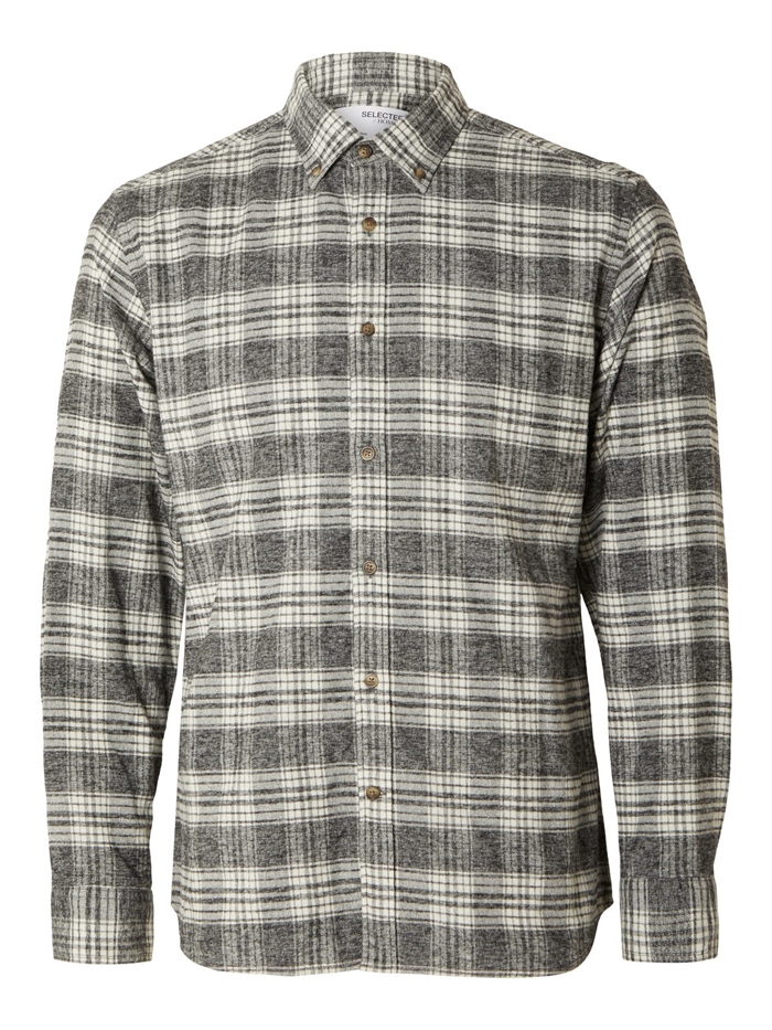 Selected Reg Robin Flannel Check Shirt - Grey/Checks