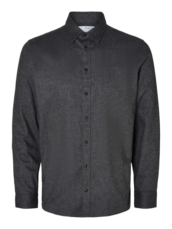 Selected Slim Owen Flannel Shirt LS - Steel Gray/Solid