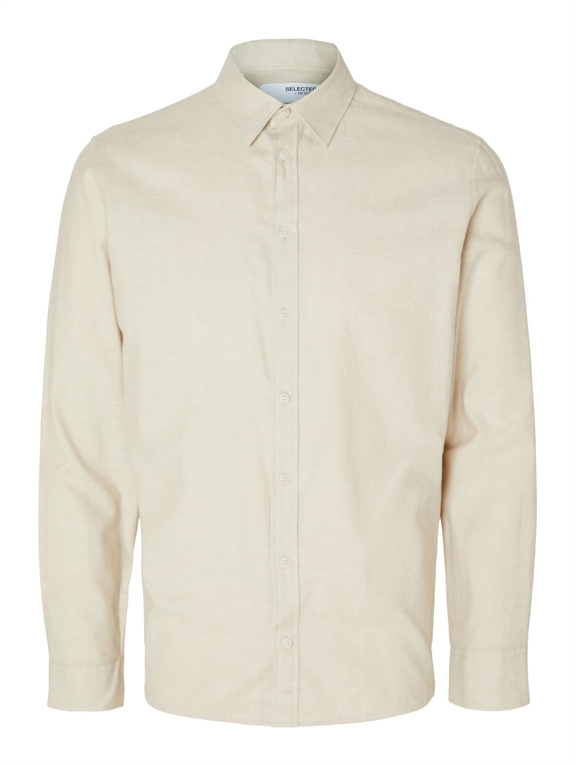 Selected Slim Owen Flannel Shirt LS - Crockery/Solid