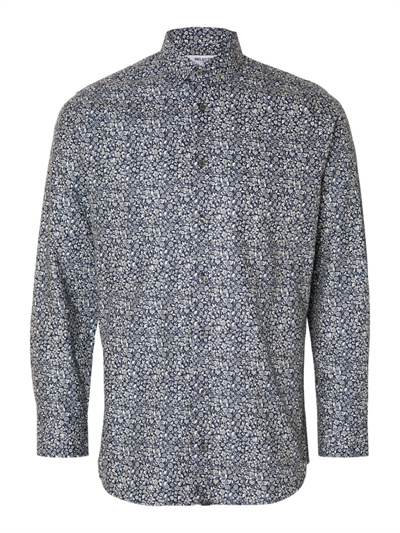 Selected Slim Ethan Shirt LS AOP - Navy Blazer/Flower