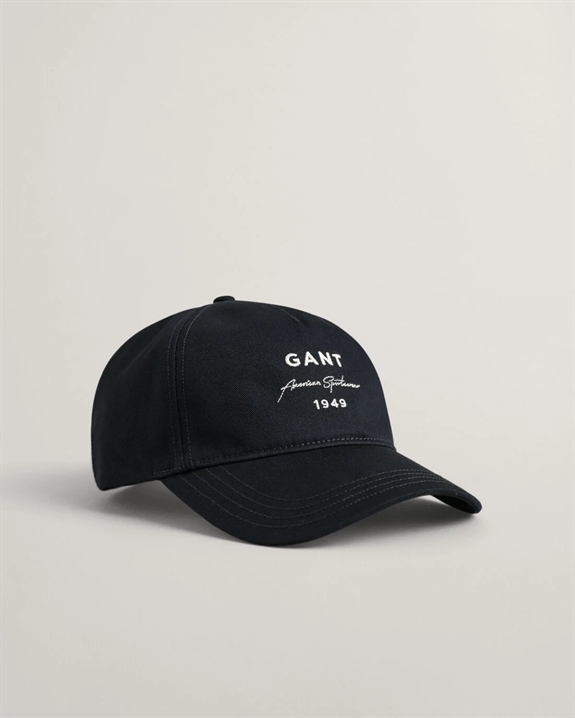 GANT Logo Script Cotton Twill Cap - Black